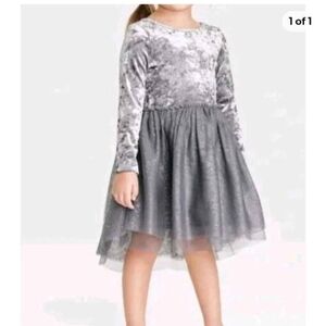 Cat & Jack | Dresses | ToddlerGirl Velour Tulle Long SleeveDress 4/5 Y Gray
